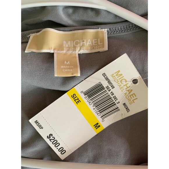 NWT Michael Kors Womens Sequin Chevron Tank Dress Gray Size M $200 Metalic 8474 - Picture 3 of 7